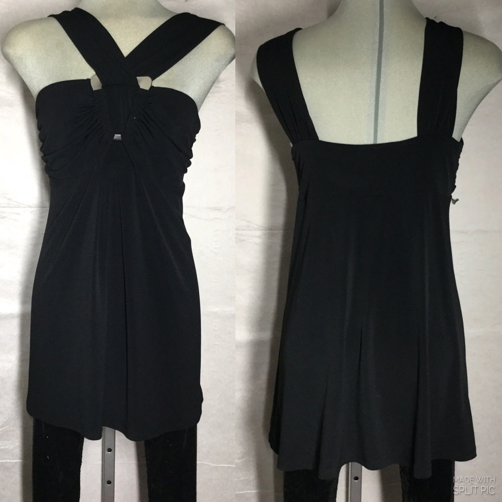 AE City Elegant Luxury Black Tall tunic blouse size M